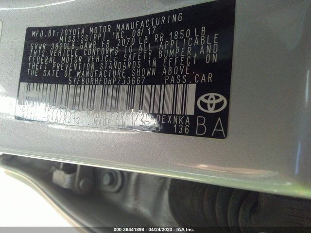 Toyota COROLLA LE 2017 5YFBURHE0HP733667 Image 9