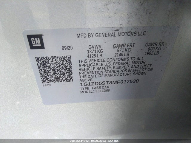 Chevrolet MALIBU LT 2021 1G1ZD5ST8MF017530 Image 9