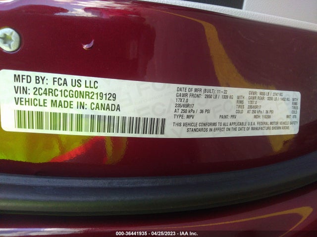 2022 Chrysler Voyager, VIN: 2C4RC1CG0NR219129