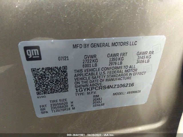 2022 Cadillac XT6, VIN: 1GYKPCRS4NZ106216