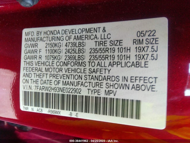 Honda Cr-v Touring 2022 7FARW2H93NE022902 Image 10