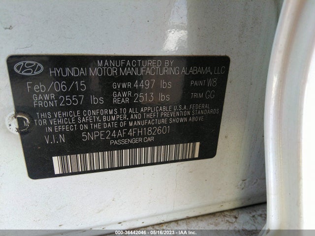 Hyundai Sonata 2.4l Se 2015 5NPE24AF4FH182601 Image 9