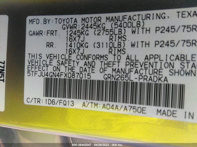 Toyota Tacoma Prerunner 2015 5TFJU4GN4FX087015 Image 11