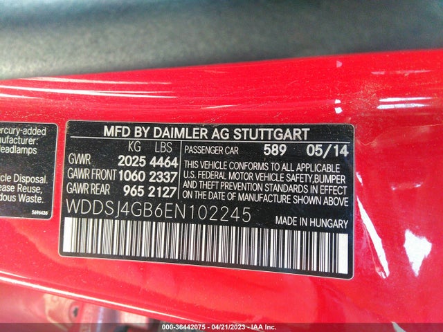 WDDSJ4GB6EN102245 Mercedes-Benz Cla-class Cla 250