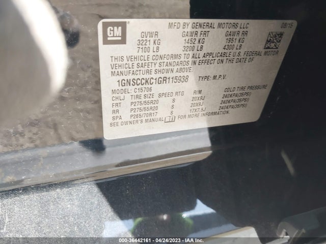 Chevrolet Tahoe Ltz 2016 1GNSCCKC1GR115938 Image 10