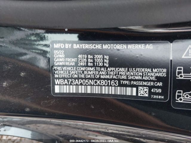 WBA73AP05NCK80163 BMW 4 Series 430i Xdrive