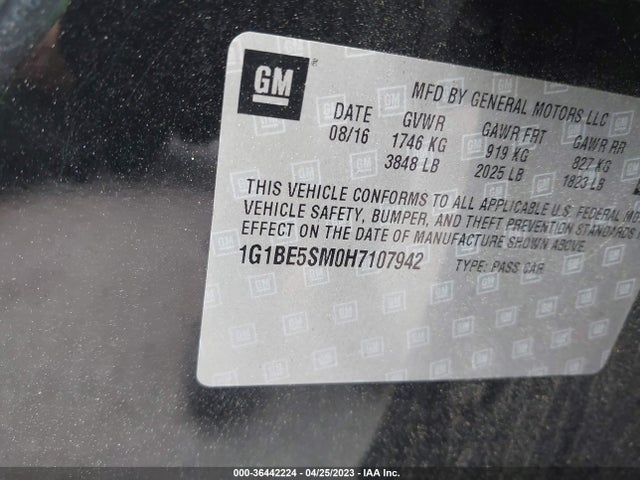 Chevrolet CRUZE LT 2017 1G1BE5SM0H7107942 Image 11