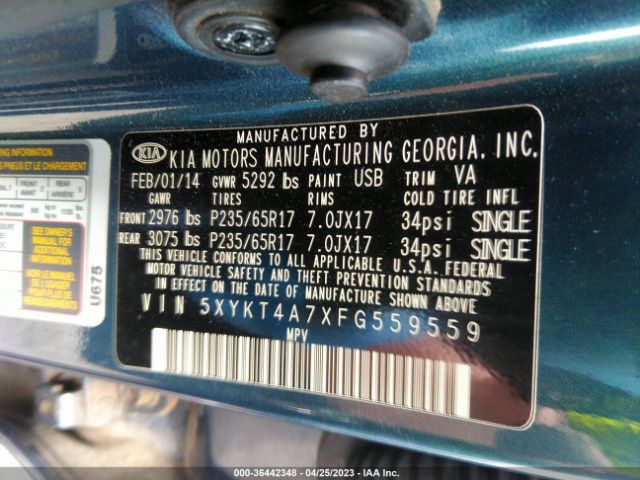 5XYKT4A7XFG559559 KIA SORENTO LX