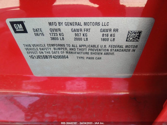 Chevrolet SONIC LTZ 2015 1G1JE5SB7F4206864 Image 9