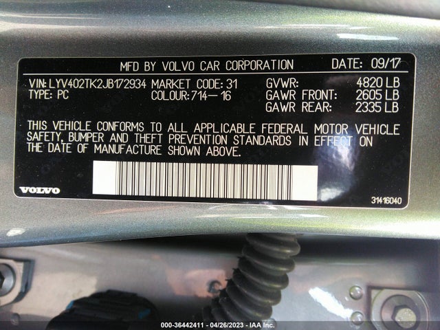 2018 Volvo S60, VIN: LYV402TK2JB172934