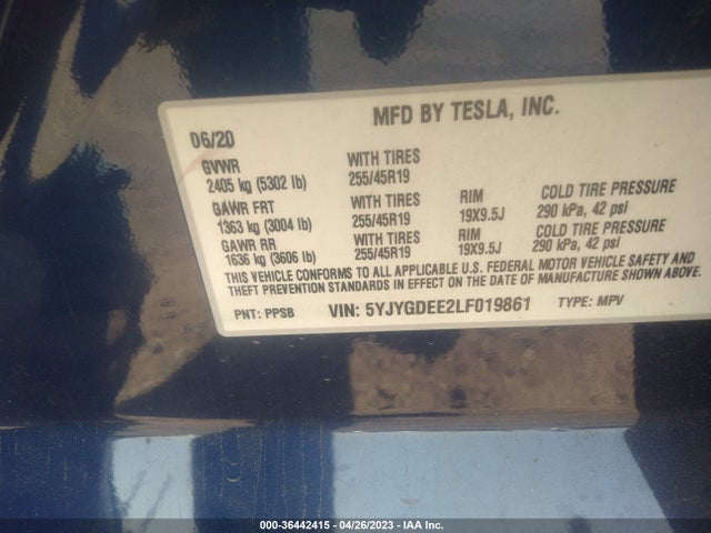 5YJYGDEE2LF019861 Tesla Model Y Long Range