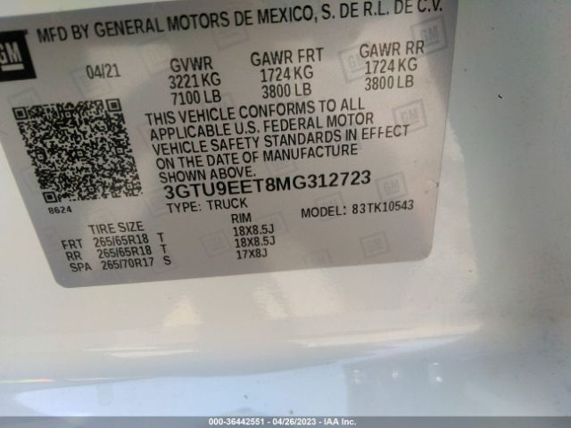 3GTU9EET8MG312723 GMC Sierra 1500 At4