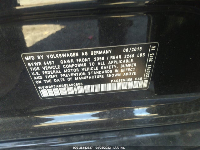 WVWBP7AN9GE500856 Volkswagen Cc R-line