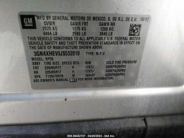 Chevrolet EQUINOX LS 2018 3GNAXHEV9JS532819 Image 9