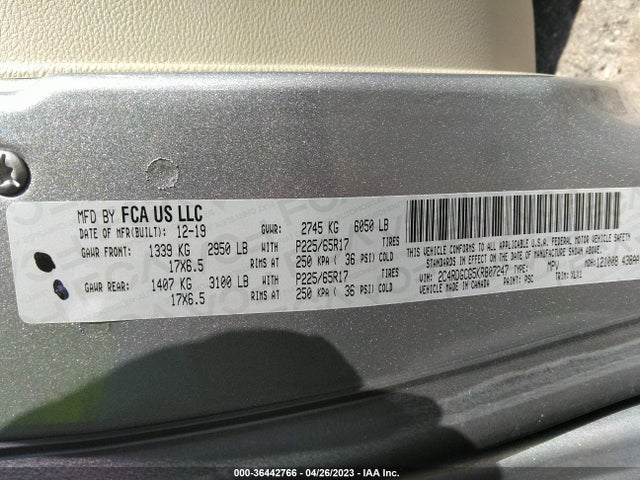 Dodge Grand Caravan Sxt 2019 2C4RDGCG5KR807247 Image 9