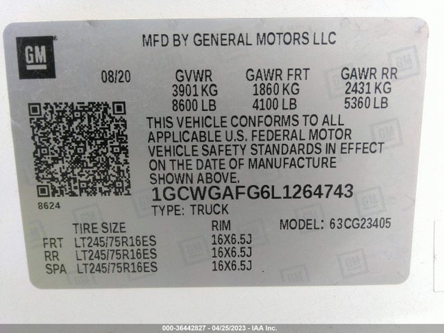 Chevrolet EXPRESS CARGO VAN 2020 1GCWGAFG6L1264743 Image 10