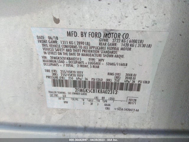Ford FLEX SEL 2019 2FMGK5C81KBA02313 Image 10