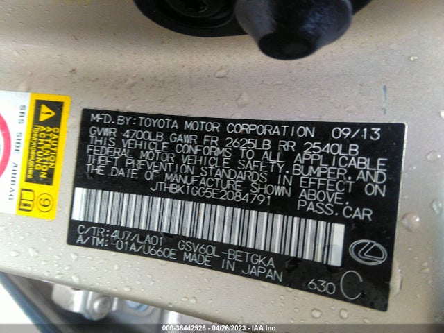 JTHBK1GG5E2084791 Lexus ES 350