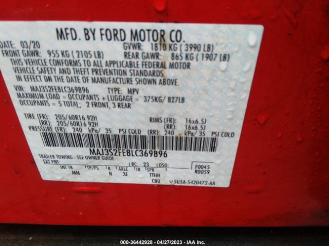 MAJ3S2FE8LC369896 Ford ECOSPORT S