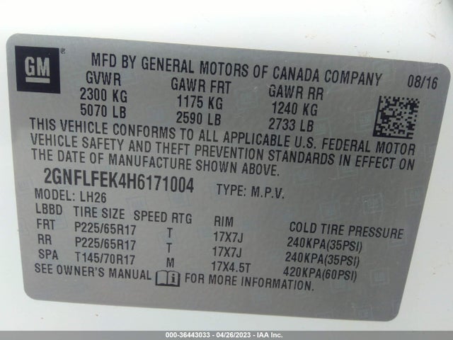 Chevrolet EQUINOX LT 2017 2GNFLFEK4H6171004 Image 11