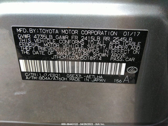 JTHCM1D23H5018914 Lexus IS
