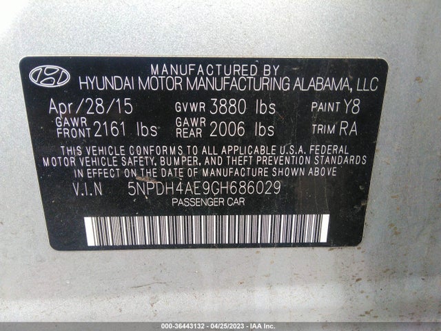 Hyundai ELANTRA SE 2016 5NPDH4AE9GH686029 Image 9