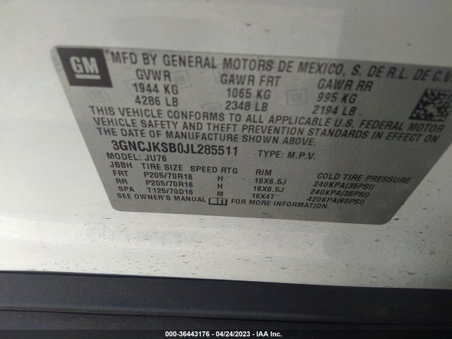Chevrolet TRAX LS 2018 3GNCJKSB0JL285511 Image 9