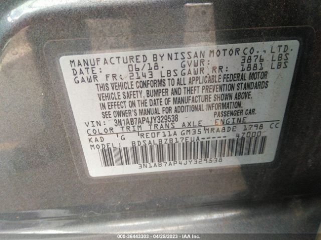 3N1AB7AP4JY329538 Nissan SENTRA S