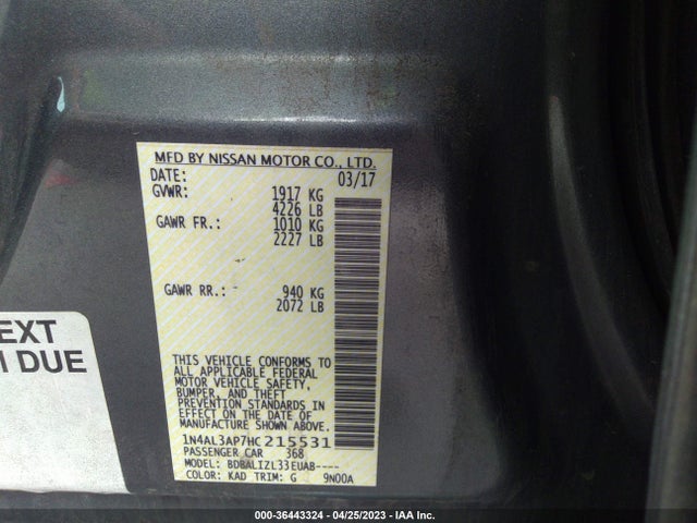 Nissan Altima 2.5 Sv 2017 1N4AL3AP7HC215531 Image 10