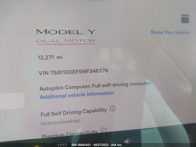 7SAYGDEF5NF346379 Tesla Model Y Performance Dual Motor All-wheel Drive