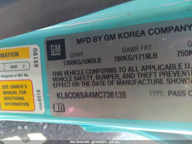 Chevrolet SPARK 1LT 2021 KL8CD6SA4MC736138 Image 9