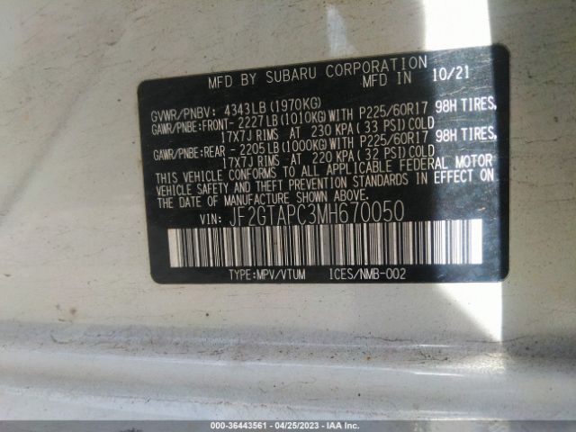 JF2GTAPC3MH670050 Subaru Crosstrek Premium
