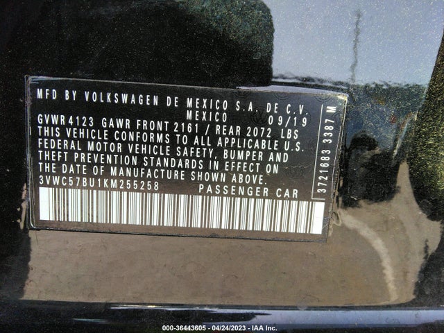 3VWC57BU1KM255258 Volkswagen Jetta S/se/r-line