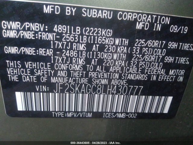 JF2SKAGC8LH430777 Subaru Forester Premium