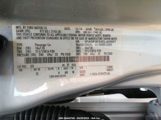 Ford FOCUS SE 2014 1FADP3F2XEL425857 Image 9