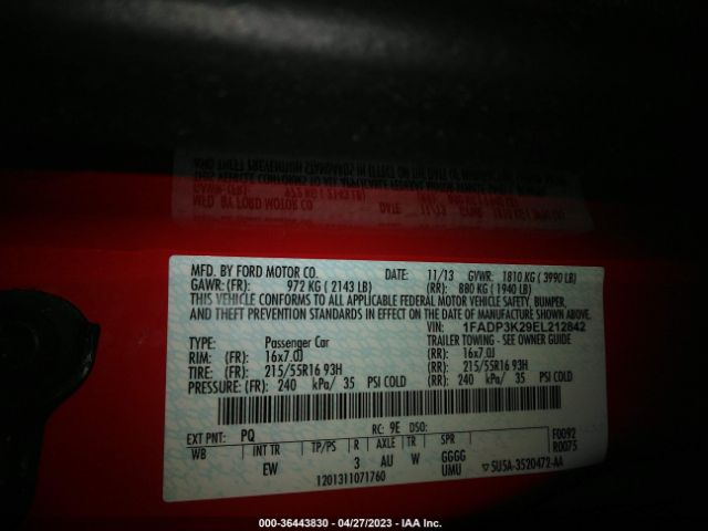 1FADP3K29EL212842 Ford FOCUS SE