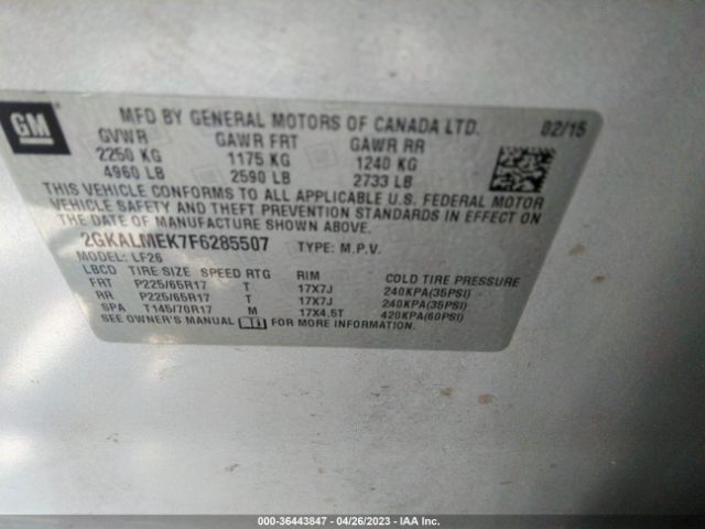 2GKALMEK7F6285507 GMC Terrain Sle