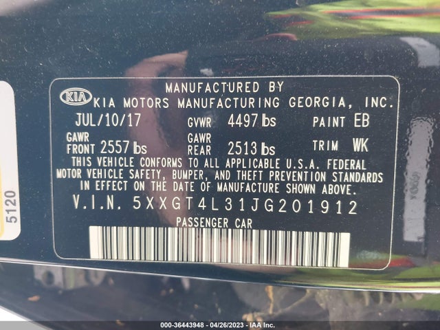KIA Optima Lx 2018 5XXGT4L31JG201912 Image 9