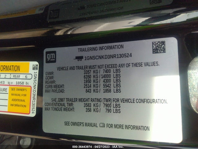 Chevrolet Tahoe Lt 2022 1GNSCNKD3NR130524 Image 9