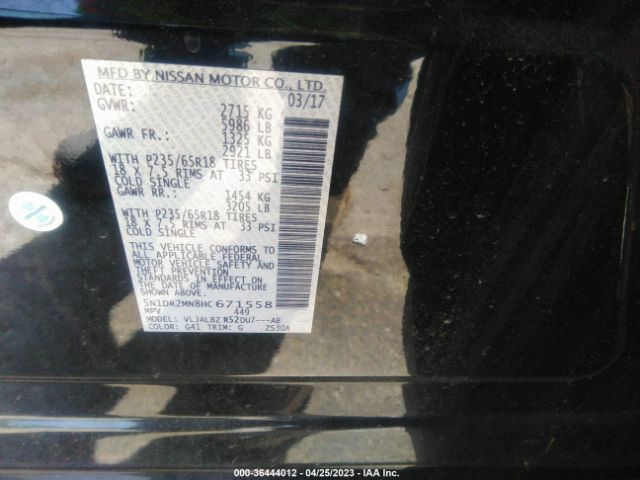 5N1DR2MN8HC671558 Nissan Pathfinder S