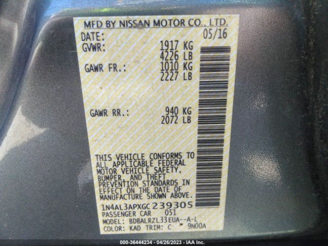 1N4AL3APXGC239305 Nissan Altima 2.5 Sl