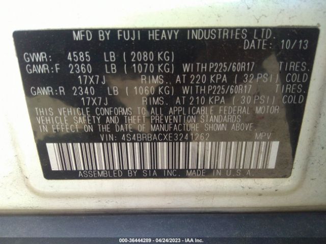 4S4BRBACXE3241262 Subaru Outback 2.5i