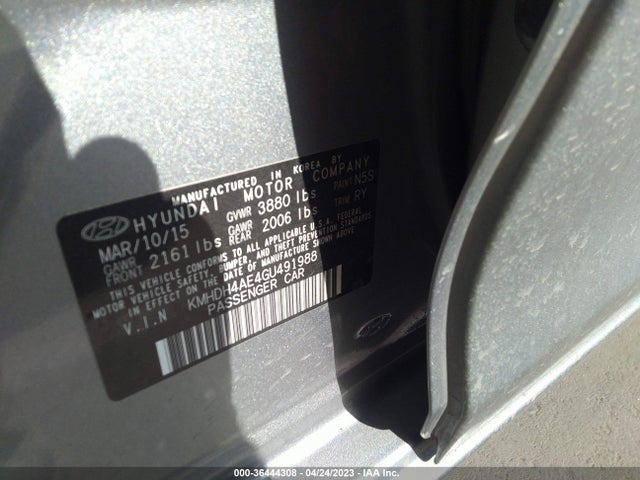 Hyundai Elantra Value Edition 2016 KMHDH4AE4GU491988 Image 10