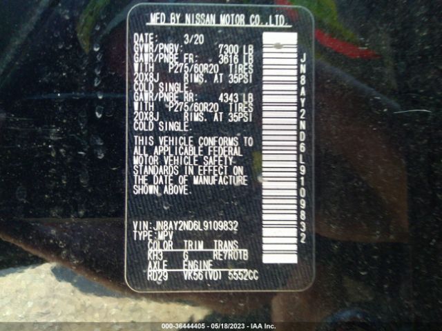 JN8AY2ND6L9109832 Nissan Armada Sl