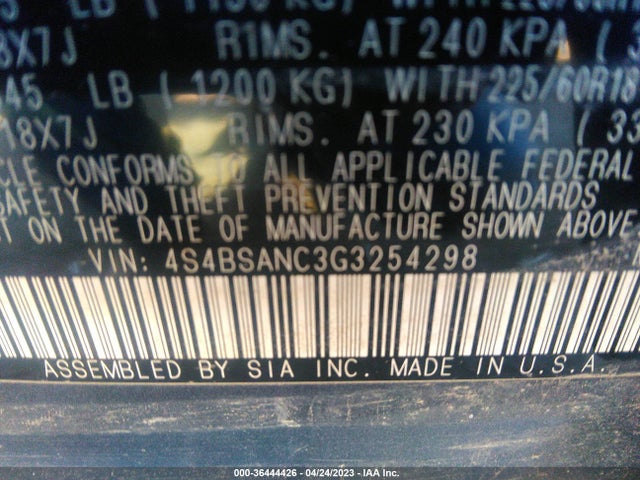 4S4BSANC3G3254298 Subaru Outback 2.5i Limited