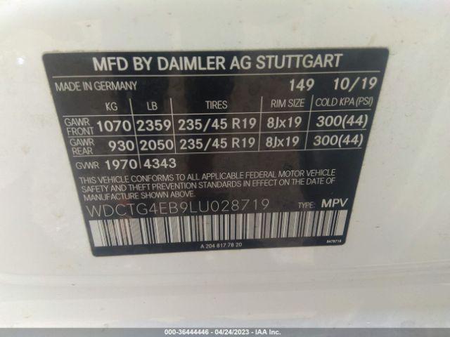 WDCTG4EB9LU028719 Mercedes-Benz Gla Gla 250