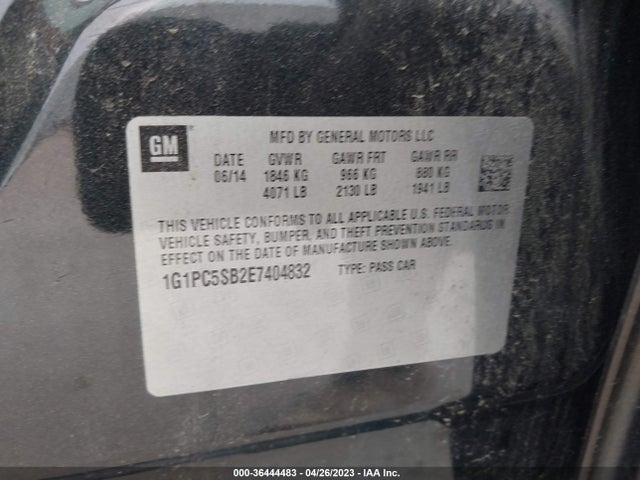 2014 CHEVROLET CRUZE 1LT VIN: 1G1PC5SB2E7404832