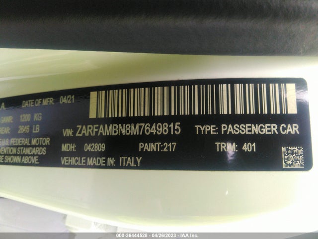 ZARFAMBN8M7649815 Alfa Romeo Giulia Ti Sport Rwd