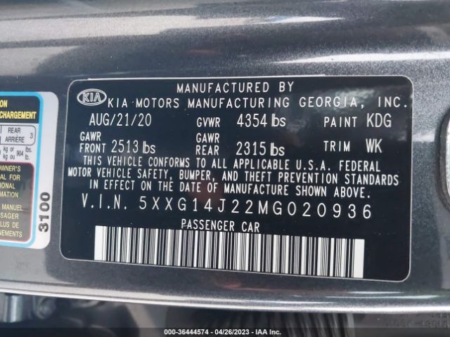 5XXG14J22MG020936 KIA K5 LXS