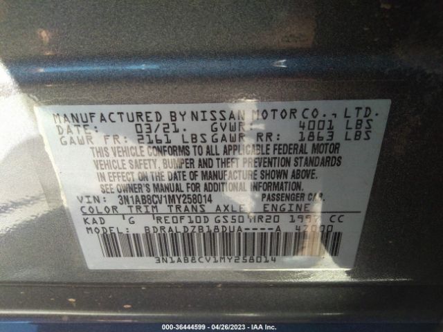 3N1AB8CV1MY258014 Nissan SENTRA SV